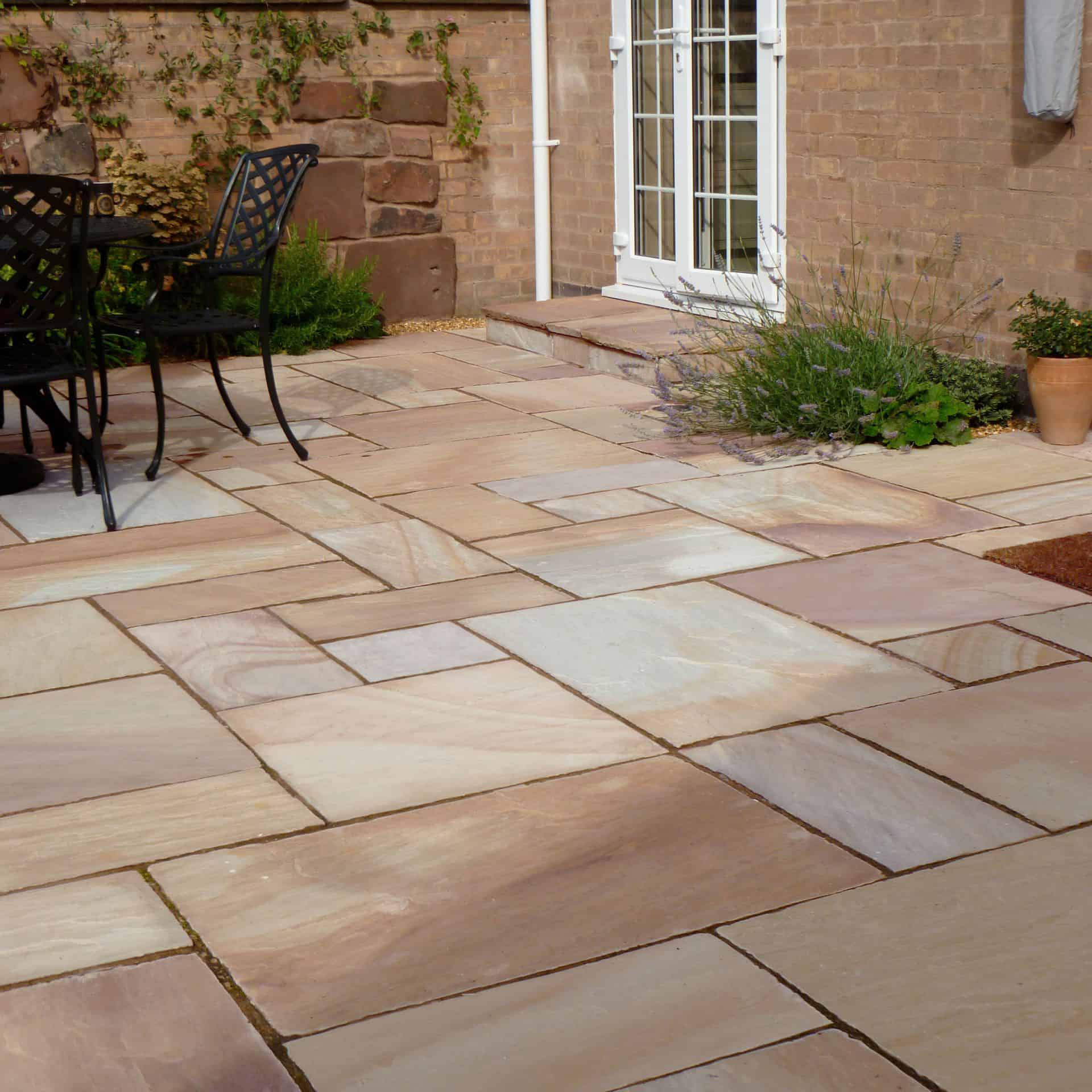 Natural Stone Calibrated Patio Kit Buff Moss Indian Sandstone - Image 3