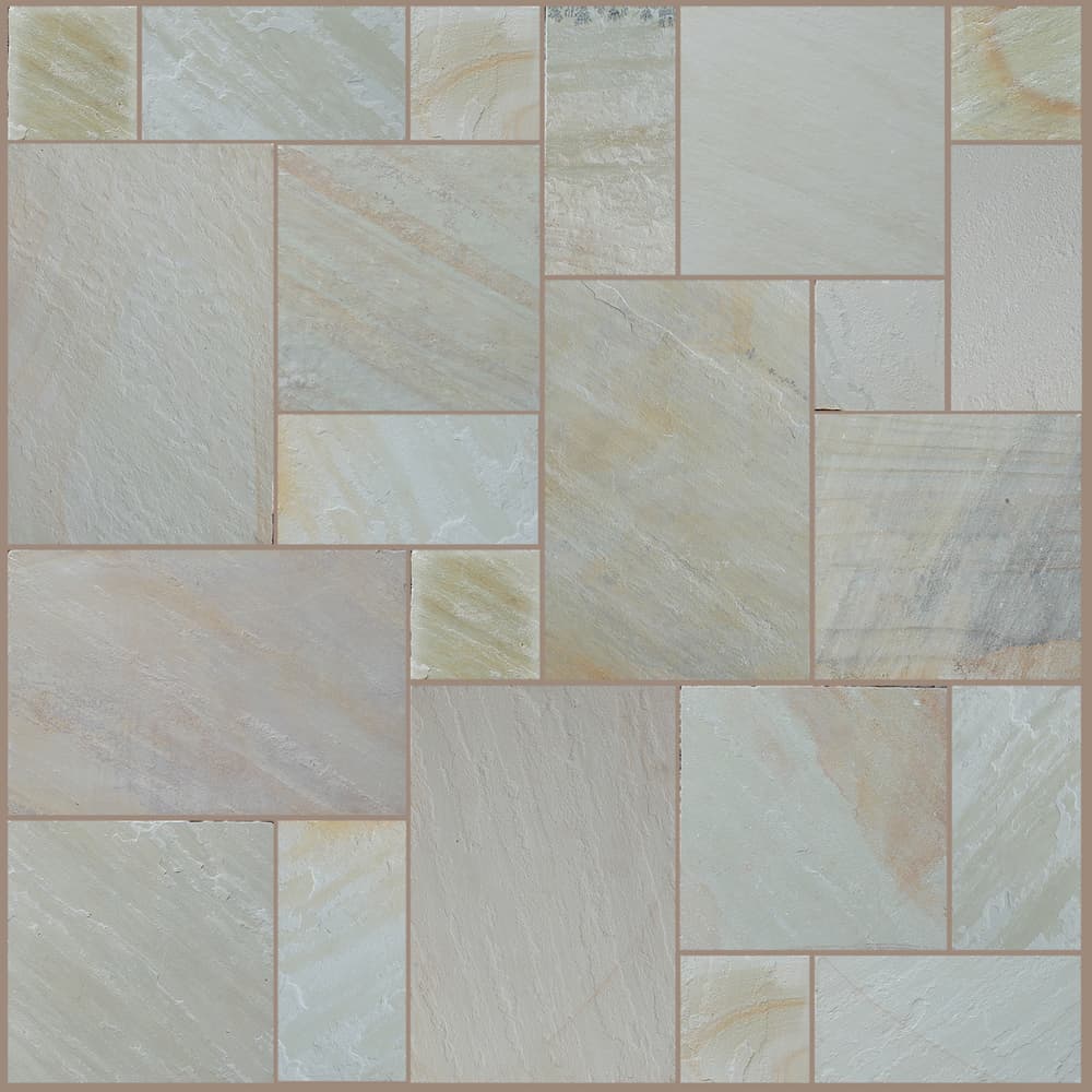 Natural Stone Calibrated Patio Kit Fossil Mint Indian Sandstone - Image 4