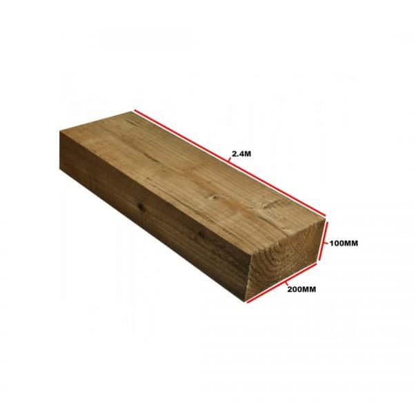 New Railway Sleepers Brown 200 X 100mm 2.4m