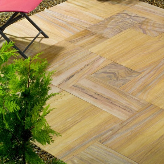 Natural Stone Calibrated Patio Kit Rainbow Sawn Indian Sandstone - Image 3