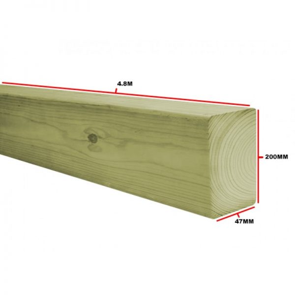 Tanalised Treated Timber 47 X 200mm 4.8m