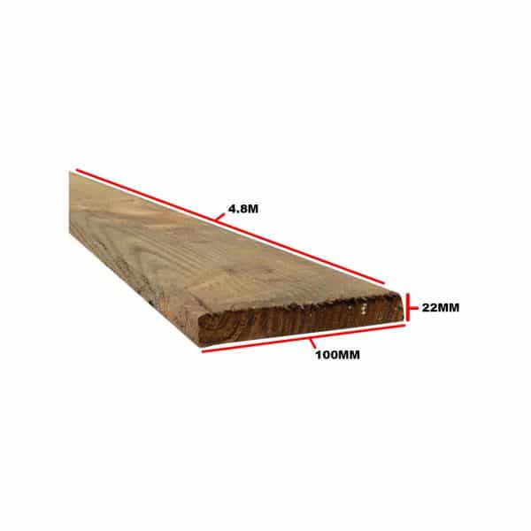 Timber Gravel Boards Brown 100 X 22mm 4.8m