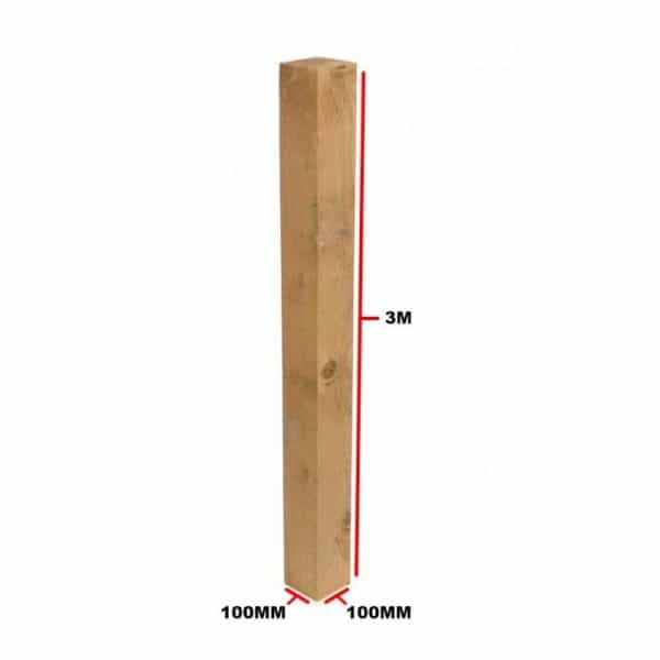 Wooden Posts Brown 100 X 100mm 3.0m