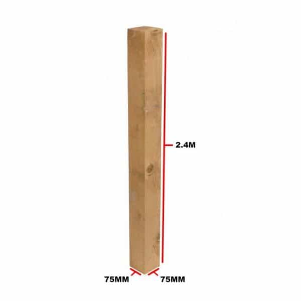 Wooden Posts Brown 75 X 75mm 2.4m