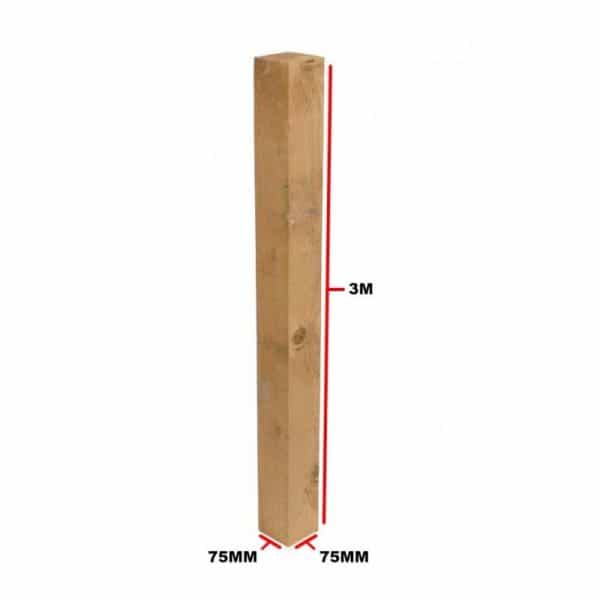 Wooden Posts Brown 75 X 75mm 3.0m
