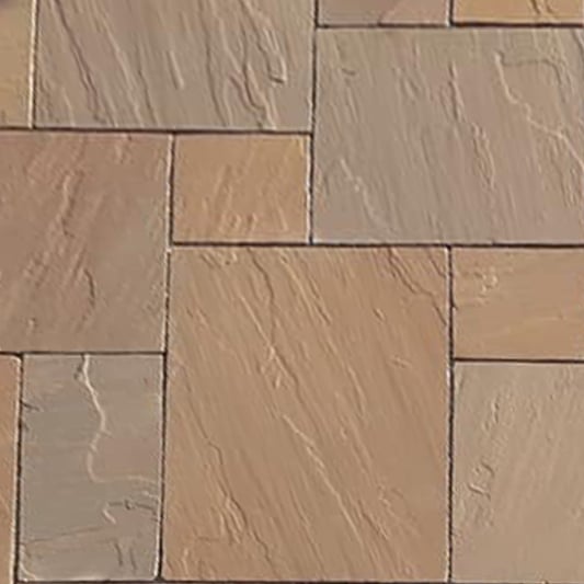 Natural Stone Calibrated Patio Kit Autumn Brown Indian Sandstone