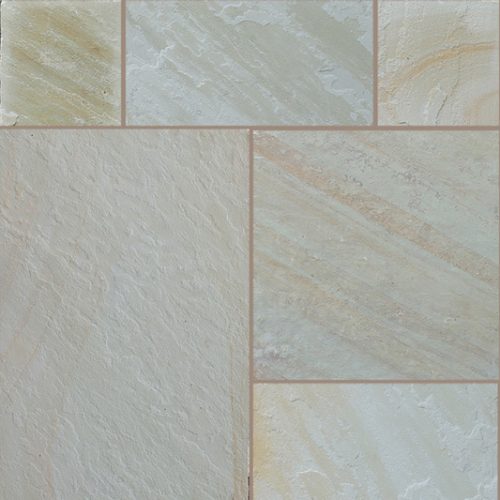 Natural Stone Calibrated Patio Kit Fossil Mint Indian Sandstone