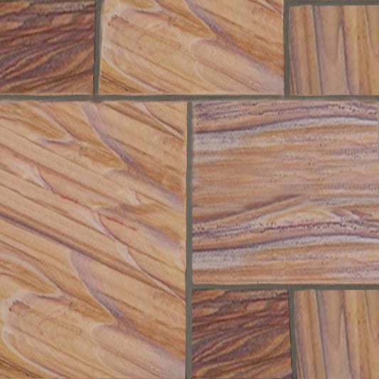 Natural Stone Calibrated Patio Kit Rainbow Sawn Indian Sandstone