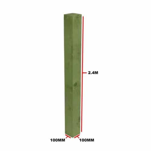 Wooden Posts Green 100 X 100mm 2.4m