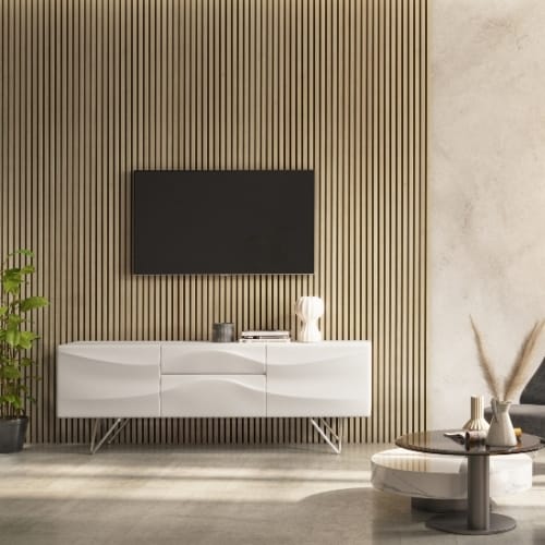Light Oak Acoustic Slat Wall Panel (2400x605x22mm)