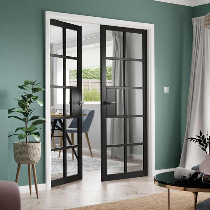 Plaza Black Clear Glass Internal Door - Image 3