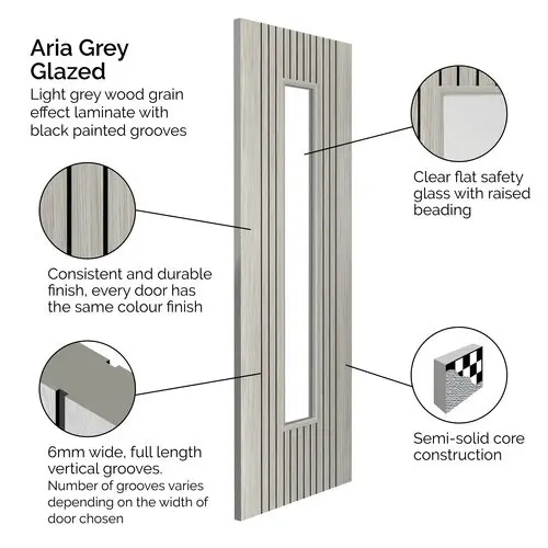 Aria Grey Glazed Internal Door - Image 2