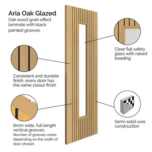 Aria Oak Glazed Internal Door - Image 2