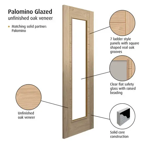 Palomino Oak Clear Glazed Internal Door - Image 2
