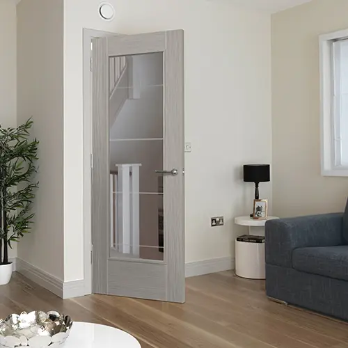 Tigris Light Grey Full Glazed Laminate Internal Door - Image 4