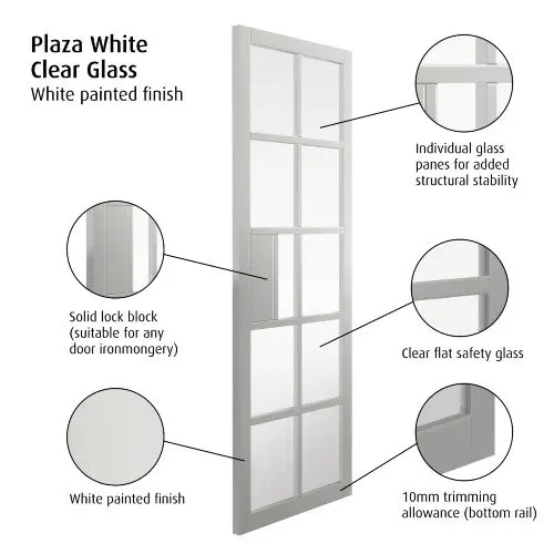 Plaza White Clear Glass Internal Door - Image 2