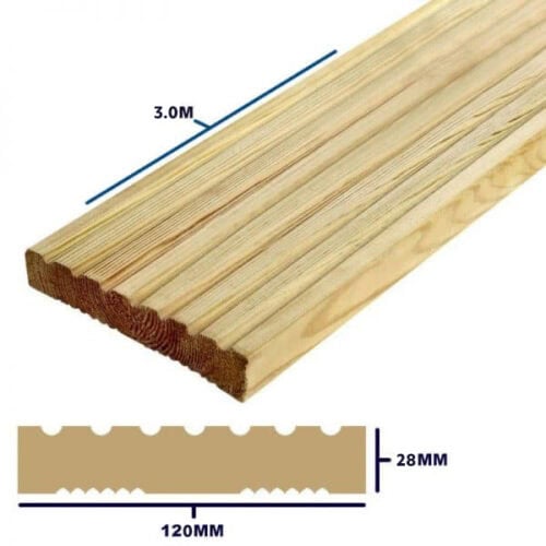 Treated Deck Board 120 X 28mm 3.0m