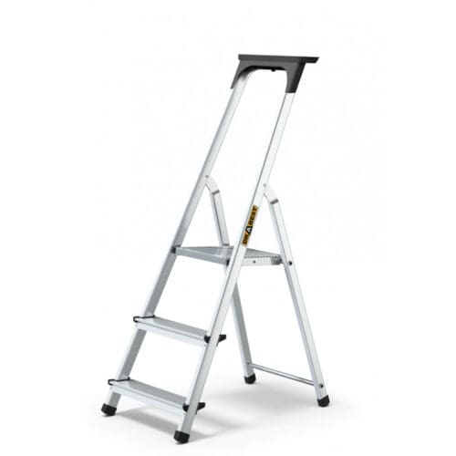 Aluminum 3-Step Household Ladder With Tool Shelf 125 Kg