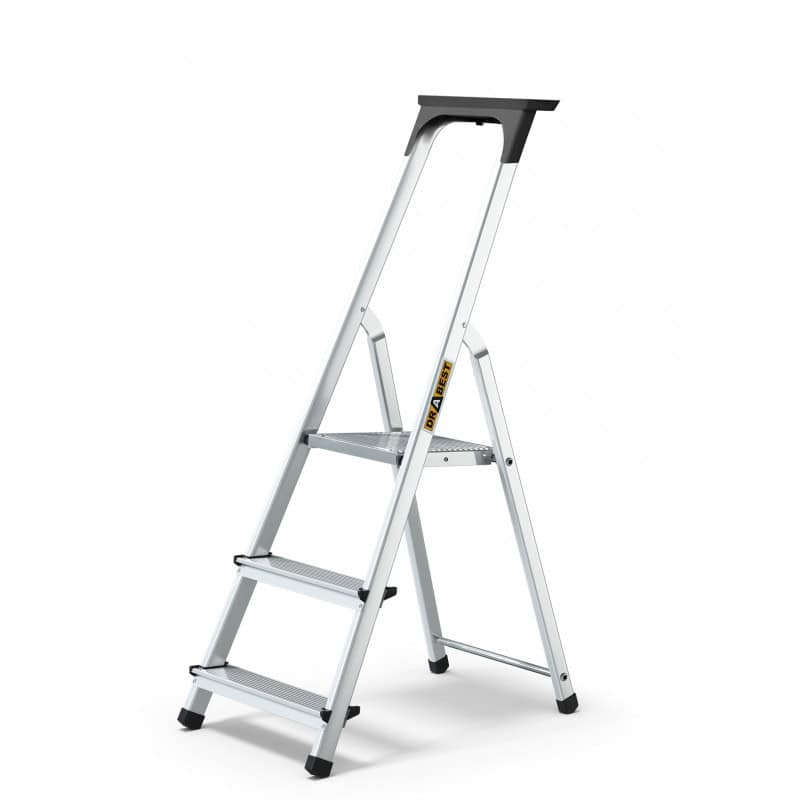 Aluminum 3-Step Household Ladder With Tool Shelf 125 Kg
