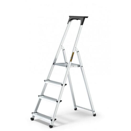 Aluminum 4-Step Household Ladder With Tool Shelf 125 Kg