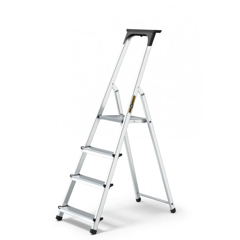 Aluminum 4-Step Household Ladder With Tool Shelf 125 Kg