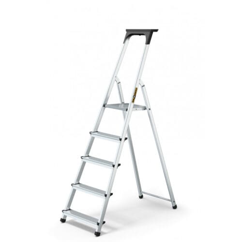 Aluminum 5-Step Household Ladder With Tool Shelf 125 Kg