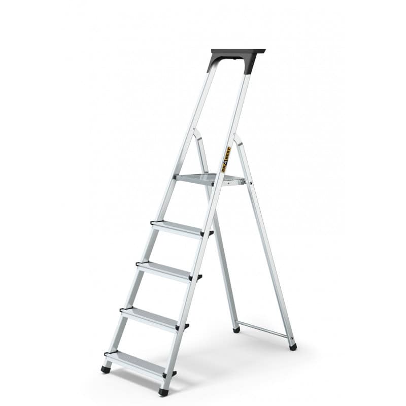 Aluminum 5-Step Household Ladder With Tool Shelf 125 Kg