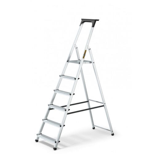 Aluminum 6-Step Household Ladder With Tool Shelf 125 Kg
